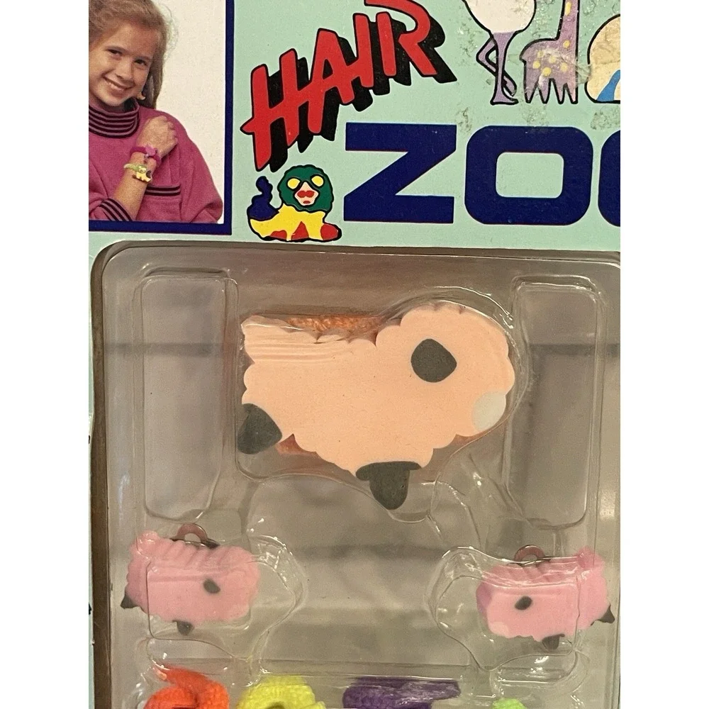 Vintage Hair Zoo Eraser Jewelry Animals Hairbands Loopers Earrings 1991 New